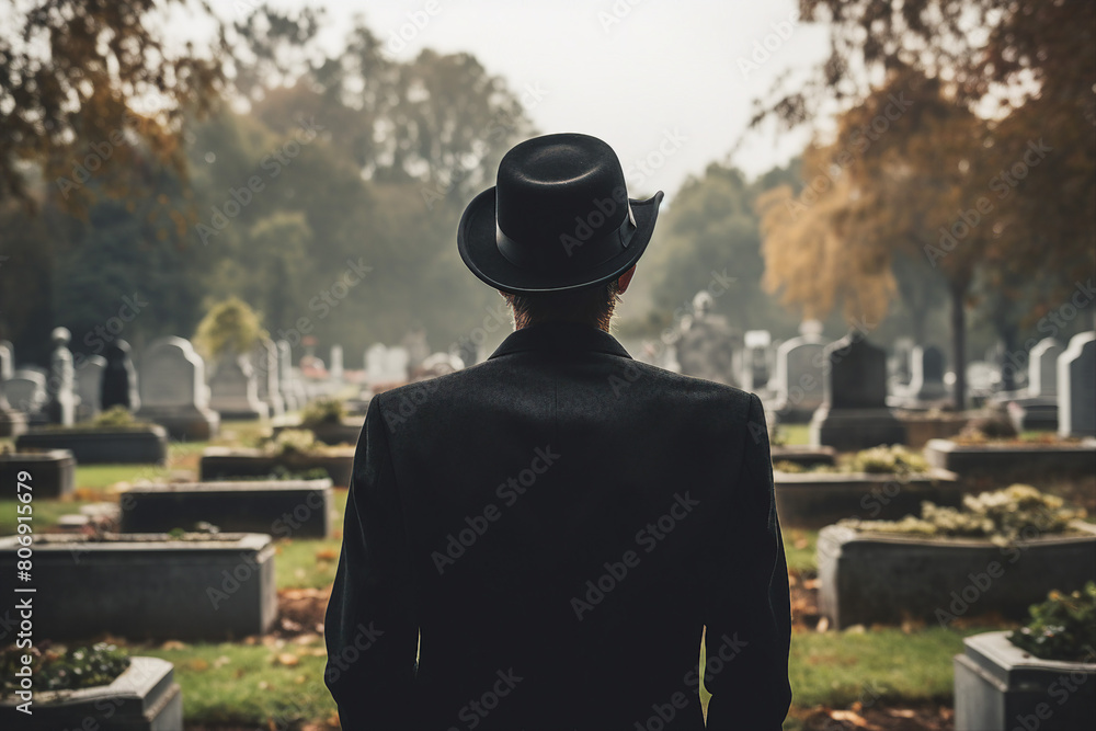 Relatives making Funeral ceremony Scene with coffin in church mourning generative AI