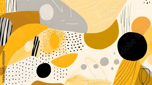 Wallpaper Mural Abstract Composition of Shapes and Textures in yellow Tones. Contemporary Design Torontodigital.ca