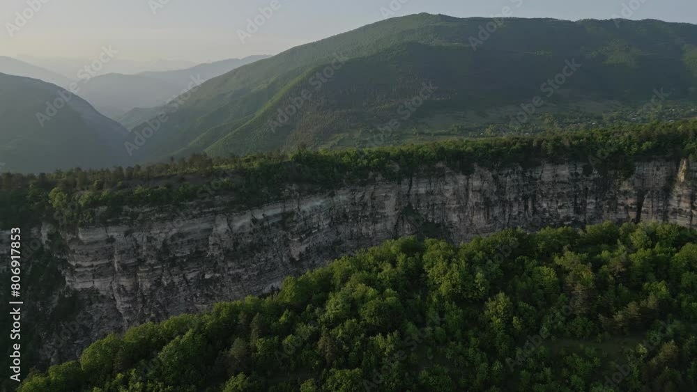 rock canyon in forested mountains, aerial view rock canyon in forested mountains, aerial view