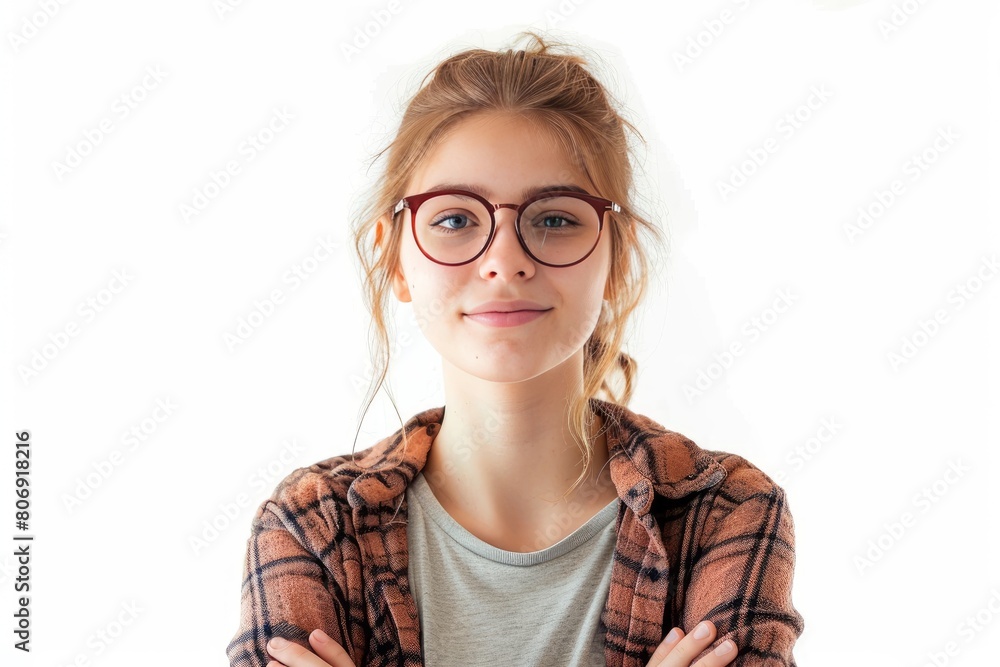 Young pretty woman, Web Developer photo on white isolated background