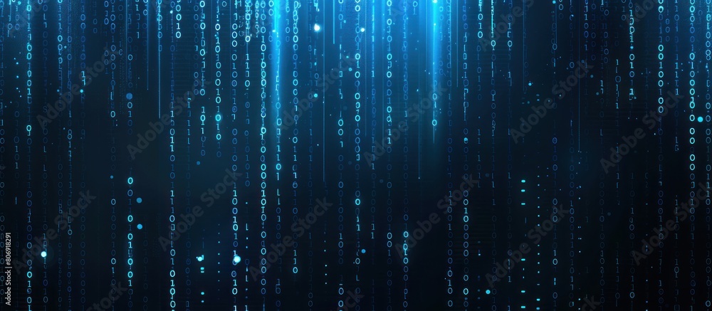 Abstract background with blue glowing binary code and numbers Abstract background with blue glowing binary code and numbers