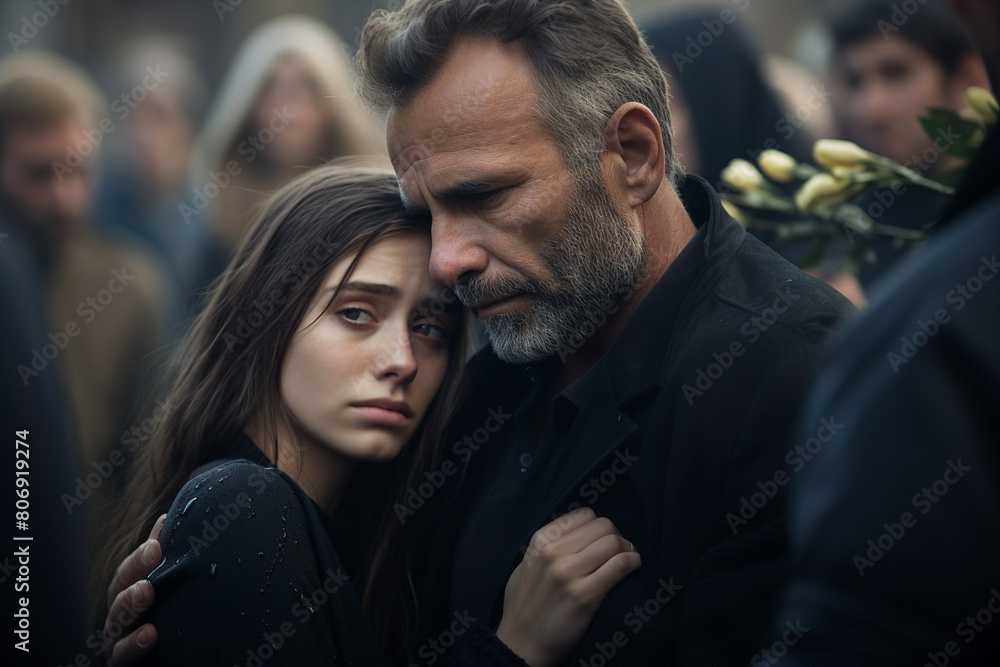 Sad bury ceremony at old cemetery church funeral farewell rest in peace Generative AI picture Sad bury ceremony at old cemetery church funeral farewell rest in peace Generative AI picture