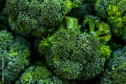 Vibrant Green Broccoli Patterns  A Close-up Look at Healthy Vegetable Textures