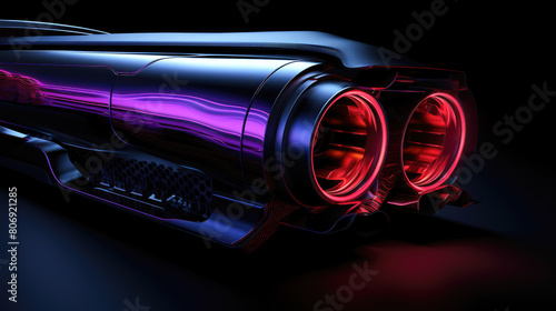 Neon-lit exhaust system modification in a high-performance car photo