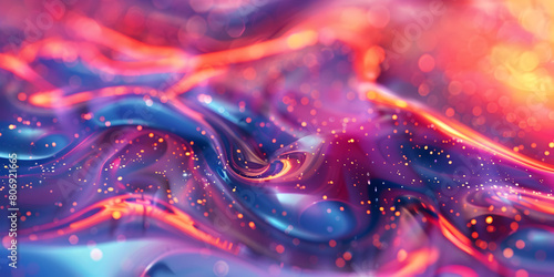 Colorful Swirl With Stars on Blue Pink and Purple Background.Vibrant Cosmic Swirls Blue Pink Purple Background