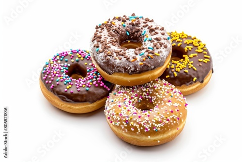 Gourmet donuts photo on white isolated background