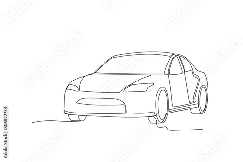 Single continuous line drawing of a Sedan. Technological advances in transportation. Continuous line draw design graphic vector illustration. 