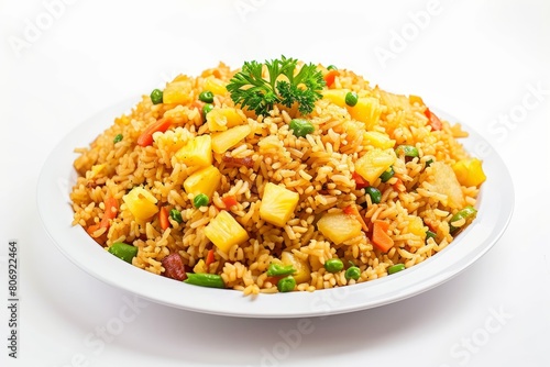Pineapple fried rice photo on white isolated background