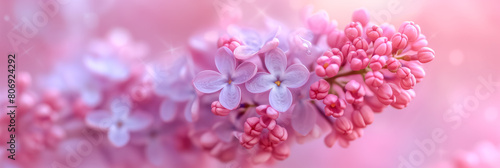 Wallpaper Mural Close-up view of beautiful lilac flowers on the blurred pink background. Springtime blooming concept. Torontodigital.ca