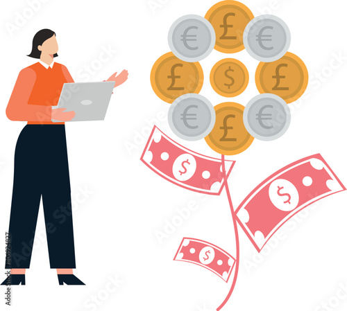 The girl is looking at the money tree.