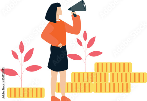 The girl is marketing.