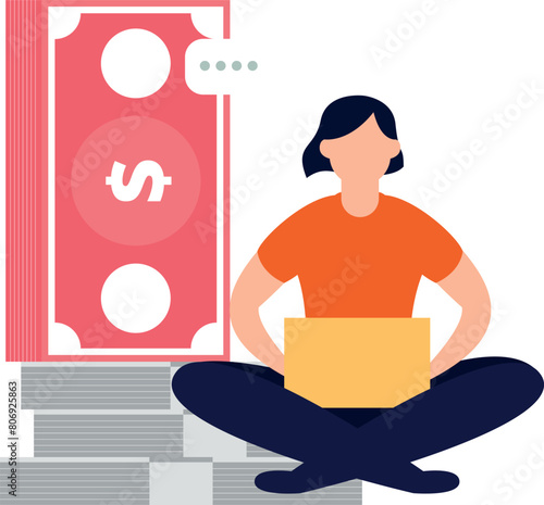 The girl is working online.