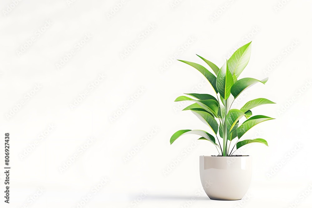 green houseplant in modern pot isolated on white background green houseplant in modern pot isolated on white background