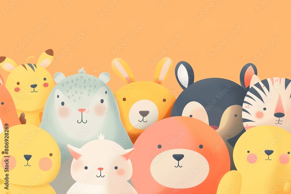 Naklejka premium illustration of cute animals with pastel tones and friend
