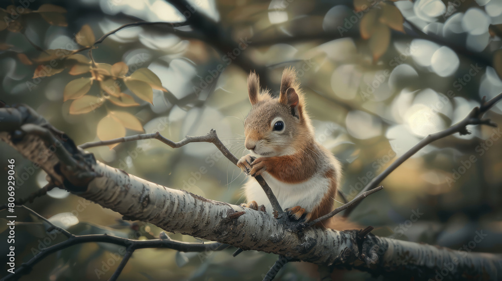 A Little squirrel sitting on a branch A Little squirrel sitting on a branch