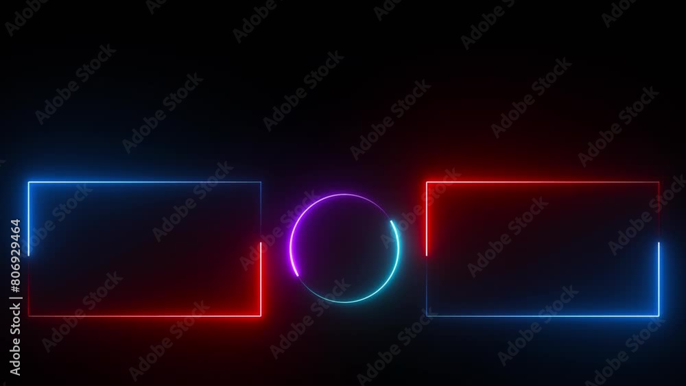 Red and Blue Neon End Screen Frame Isolated On Black Background. Seamless Loop Red and Blue Neon End Screen Frame Isolated On Black Background. Seamless Loop