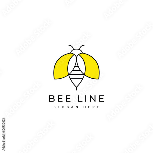 bee line beautiful animal logo design graphic vector