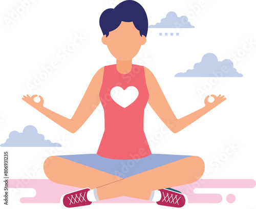 The girl is doing yoga for herself.