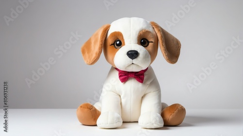 dog plush doll stuffed toy studio portrait on plain white background from Generative AI © Arceli