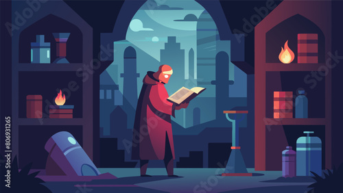Deep in the catacombs beneath a city a scholar discovers a hidden chamber filled with ancient Stoic scrolls untouched for centuries and b with. Vector illustration