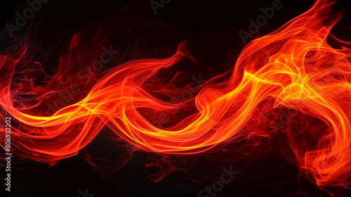 Fiery abstract swirls of red and orange on a dark background