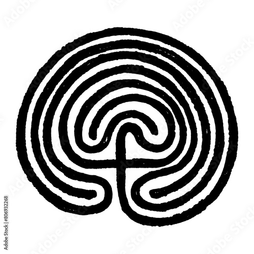 Crete traditional symbol. Cretan labyrinth line art vector