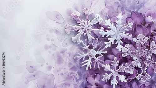 Snowflakes in Lavender Mint: Celebrating Winter's Unique Beauty. Concept Winter Photography, Lavender Mint Color Palette, Snowflake Close-ups, Seasonal Inspiration, Nature's Beauty