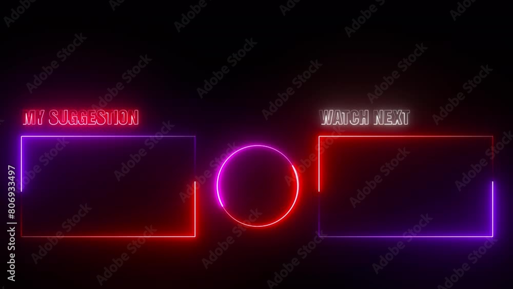 Red and Purple Neon End Screen Frame Isolated On Black Background. Seamless Loop Red and Purple Neon End Screen Frame Isolated On Black Background. Seamless Loop