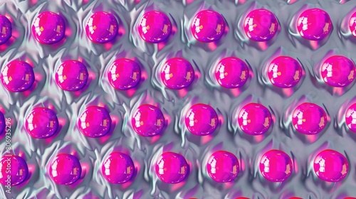 Fuchsia dots create a bubble effect on a backdrop of cool grey.