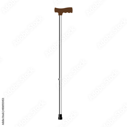 Set of mobility aids including walker, walking sticks and crutches. Telescopic metal canes, wooden cane, cane with additional support, telescopic crutch, wooden crutch. Medical devices. Vector flat