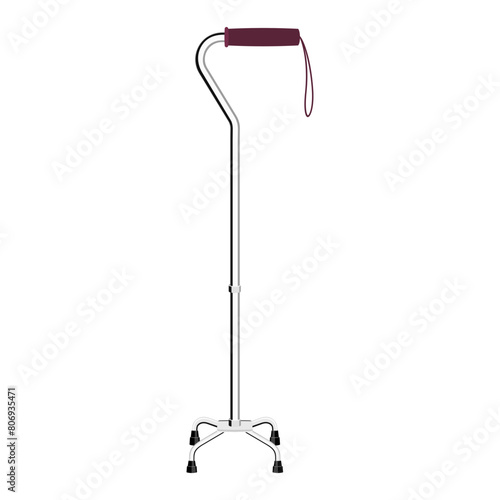 Set of mobility aids including walker, walking sticks and crutches. Telescopic metal canes, wooden cane, cane with additional support, telescopic crutch, wooden crutch. Medical devices. Vector flat