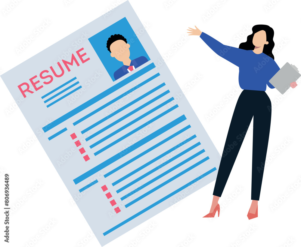 A girl is looking at resumes. A girl is looking at resumes.