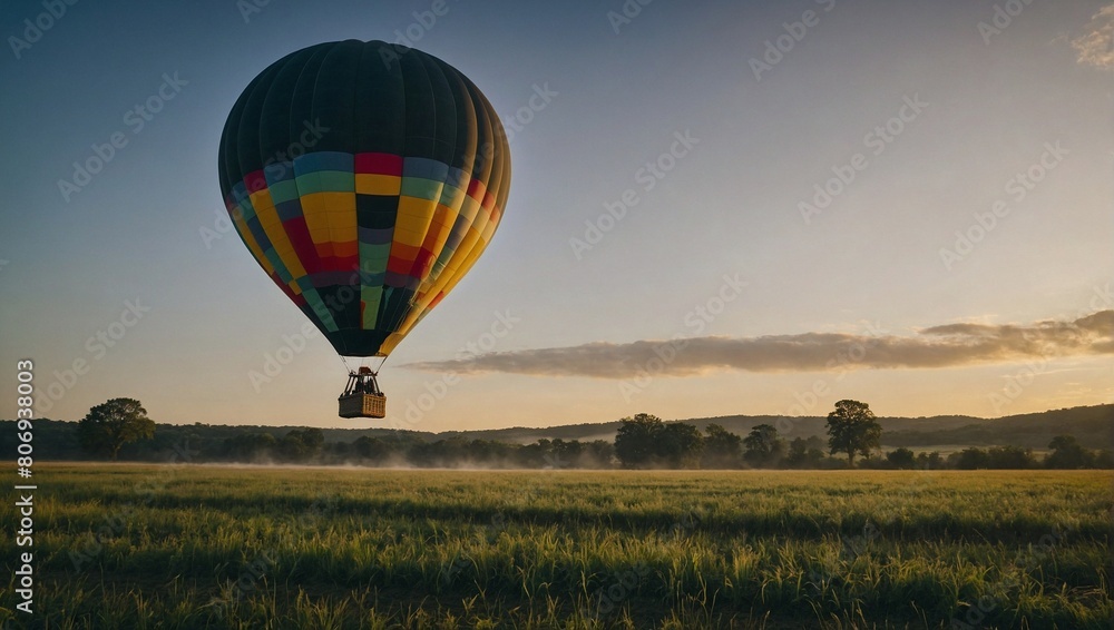 Obraz premium A hot air balloon floating over a field