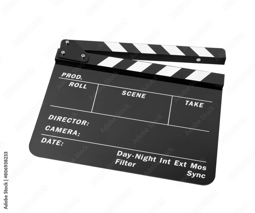 Obraz premium One movie clapper isolated on white. Film industry