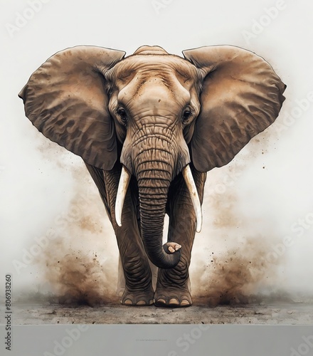 An elephant wallpaper and white background and cut out   