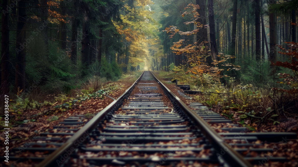 Fototapeta premium A Railway tracks in the forest