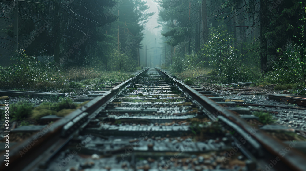 Fototapeta premium A Railway tracks in the forest