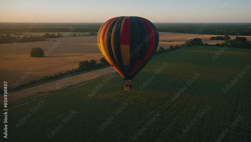 Obraz premium A hot air balloon floating over a field