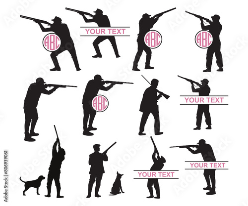 Shooting Silhouette, Hunting & Shooting SVG Bundle, Skeet Shooting, Shooting Players svg, Shotgun monogram