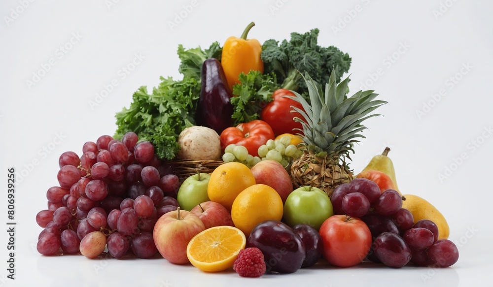  frouts and vigitable a pile of fruit on a white background,,a