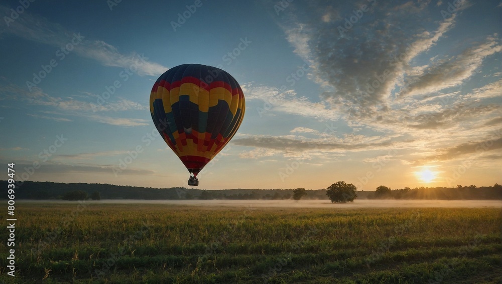 Obraz premium A hot air balloon floating over a field