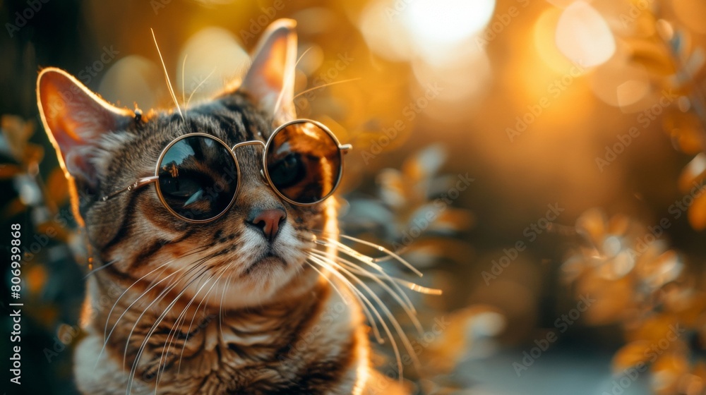 An image of a cat wearing spooky glasses that looks at the world with fear.