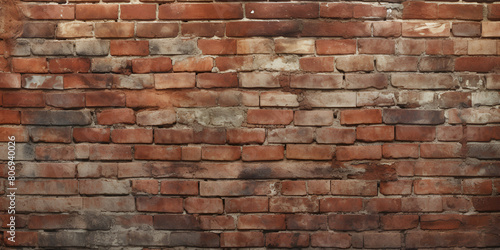 Old brick wall background discolored grunge texture or pattern for design.