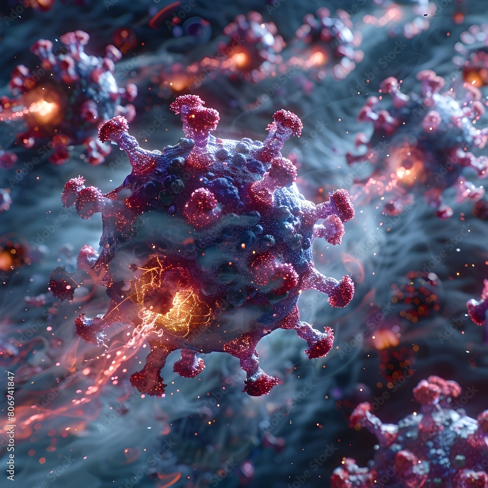 Microscopic View of a Deadly Virus Spreading Through a Human Cell and Destroying It with Hyper Microscopic View of a Deadly Virus Spreading Through a Human Cell and Destroying It with Hyper