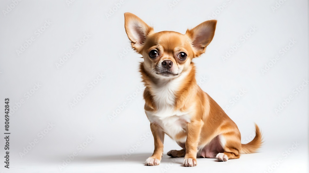 cute chihuahua dog studio portrait on plain white background from Generative AI