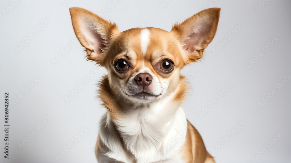cute chihuahua dog studio portrait on plain white background from Generative AI
