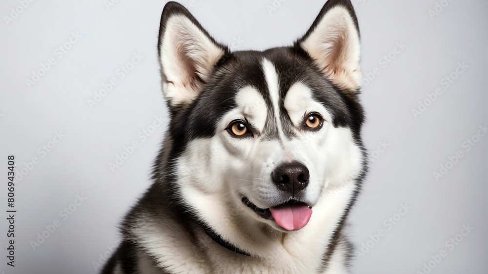 cute husky dog studio portrait on plain white background from Generative AI cute husky dog studio portrait on plain white background from Generative AI