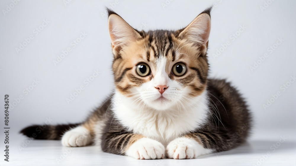 cute kitten cat studio portrait on plain white background from Generative AI