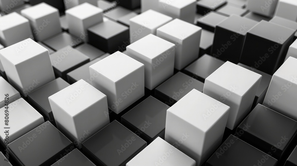 Random white cube boxes on a seamless dark block pattern for background design. Random white cube boxes on a seamless dark block pattern for background design.