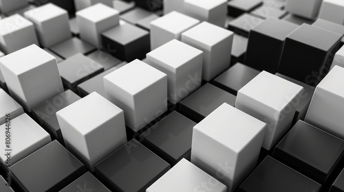 Random white cube boxes on a seamless dark block pattern for background design.